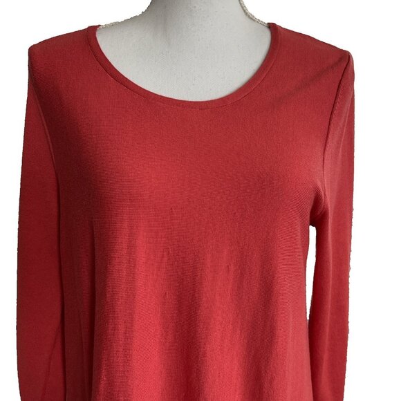 J.Jill Womens Silk Blend Tunic Top Size Medium Red Boat Neck - Picture 5 of 9